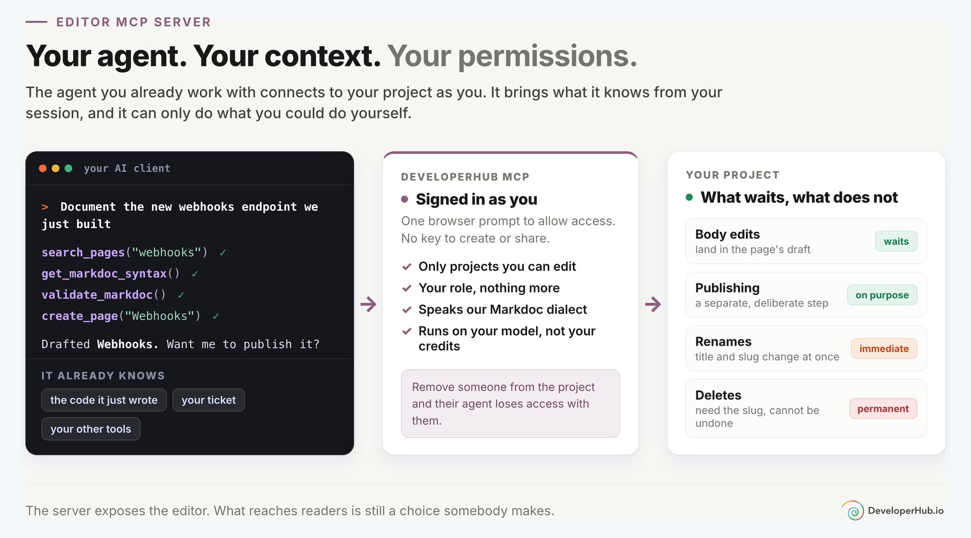 The Editor MCP server: your agent, your context, your permissions